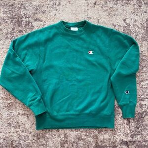 Vintage Champion Reverse Weave Crewneck Sweatshirt Green Small Logo - Small